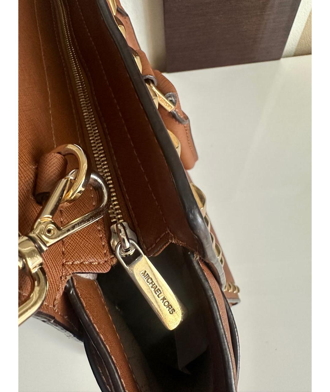 MICHAEL KORS Коричневая кожаная сумка тоут, фото 3