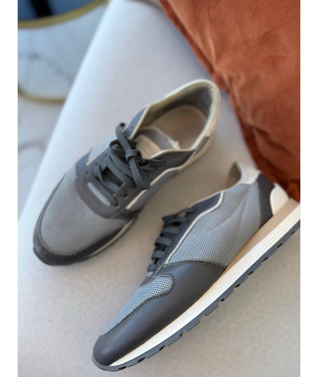 BRUNELLO CUCINELLI Серые текстильные низкие кроссовки / кеды, фото 9