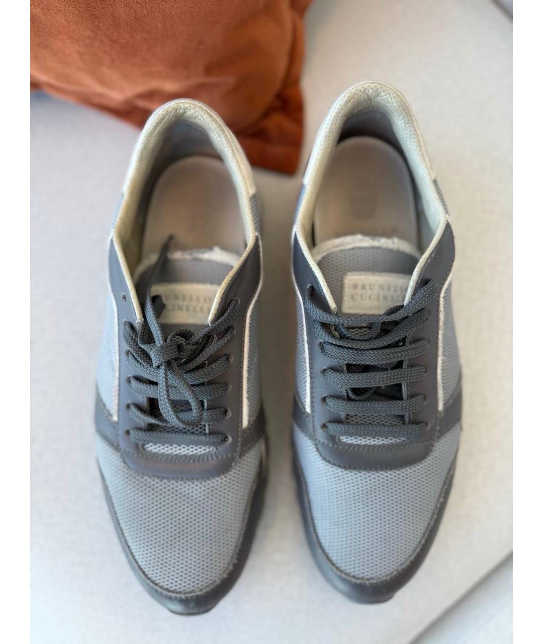 BRUNELLO CUCINELLI Серые текстильные низкие кроссовки / кеды, фото 7
