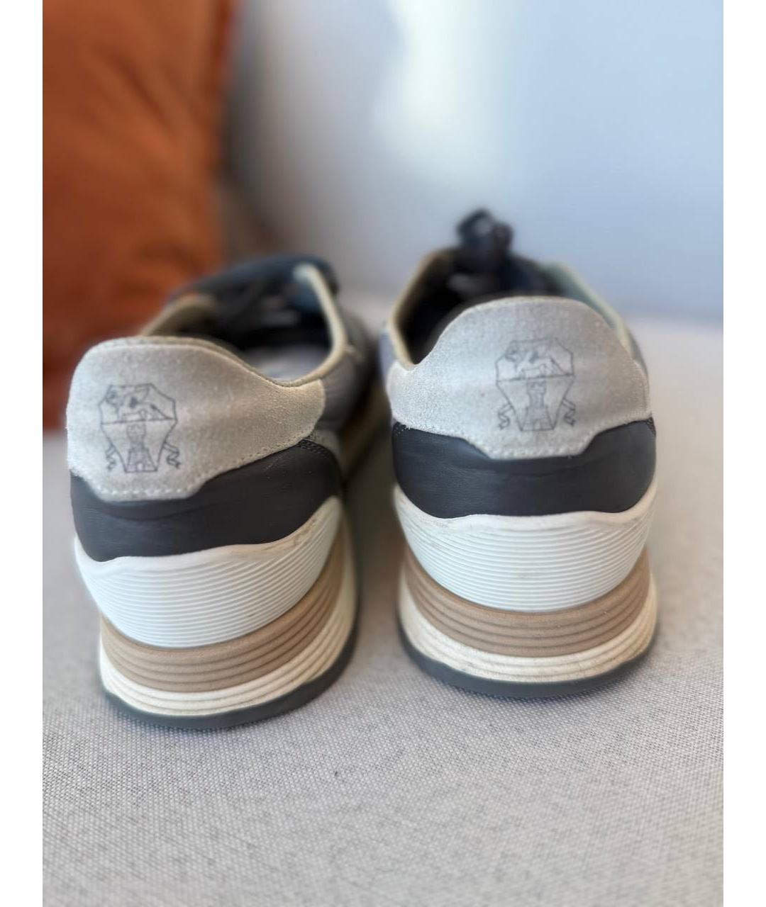 BRUNELLO CUCINELLI Серые текстильные низкие кроссовки / кеды, фото 5