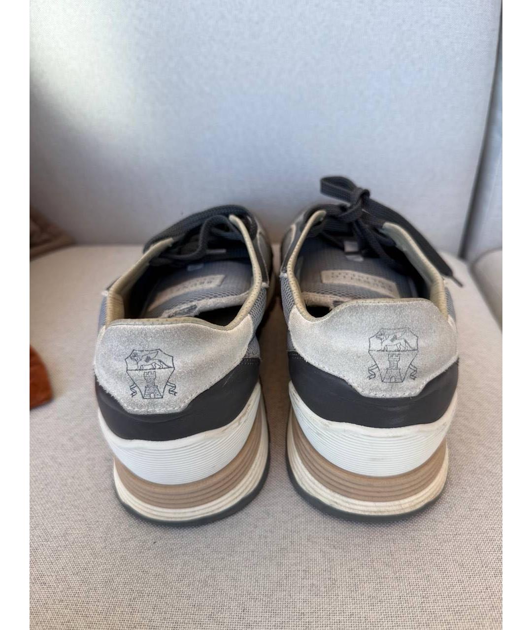 BRUNELLO CUCINELLI Серые текстильные низкие кроссовки / кеды, фото 3