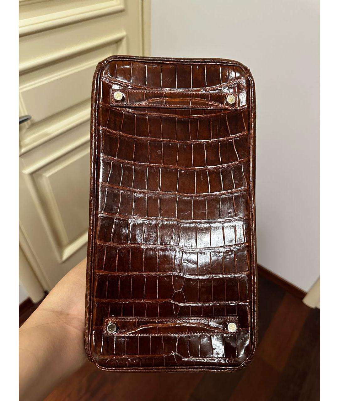 HERMES Коричневая сумка тоут из экзотической кожи, фото 7