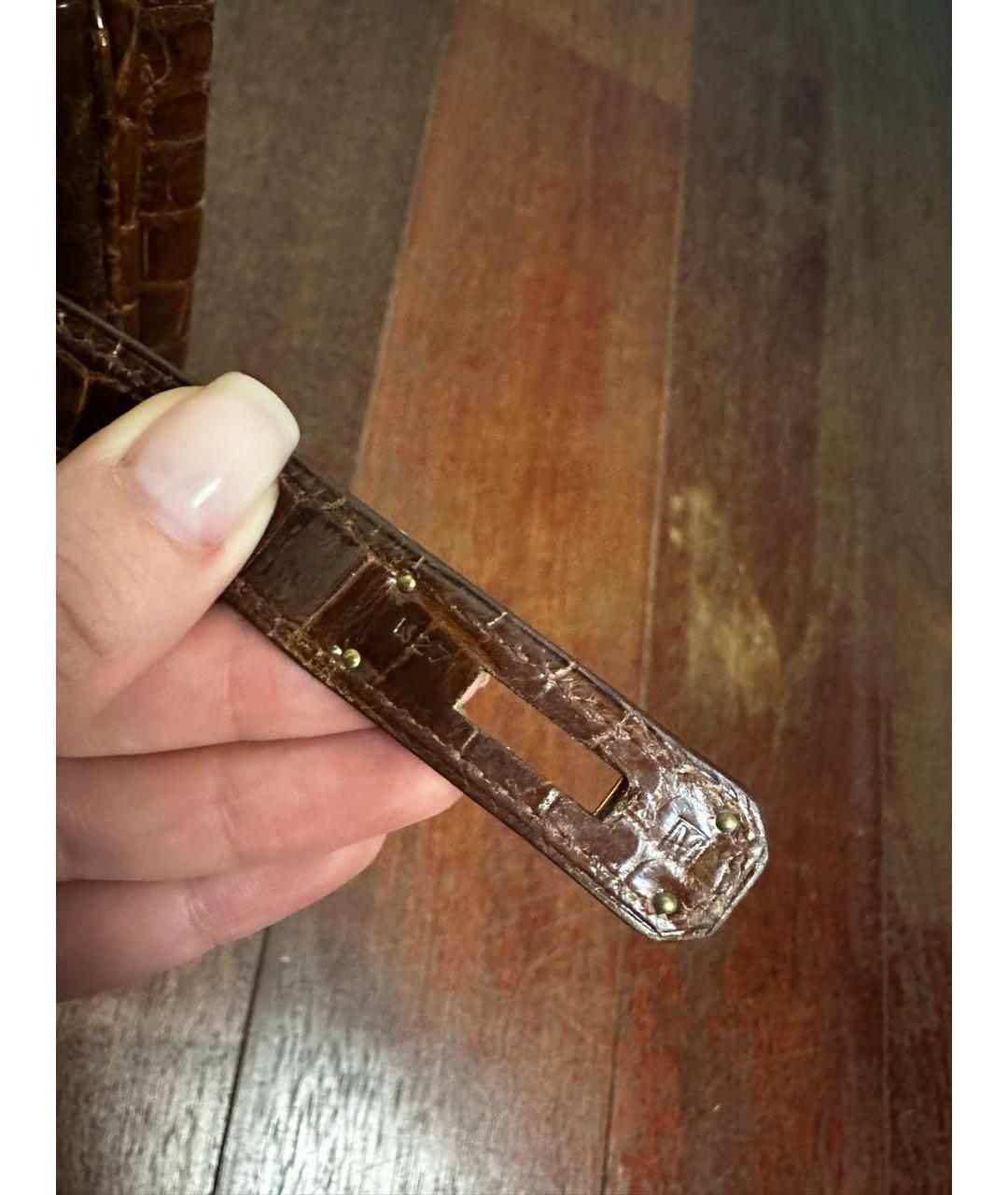 HERMES Коричневая сумка тоут из экзотической кожи, фото 5