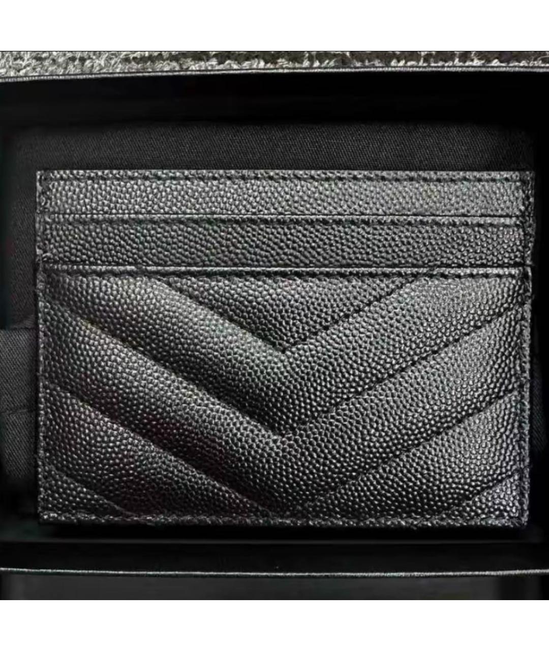 SAINT LAURENT Черный кожаный кардхолдер, фото 4