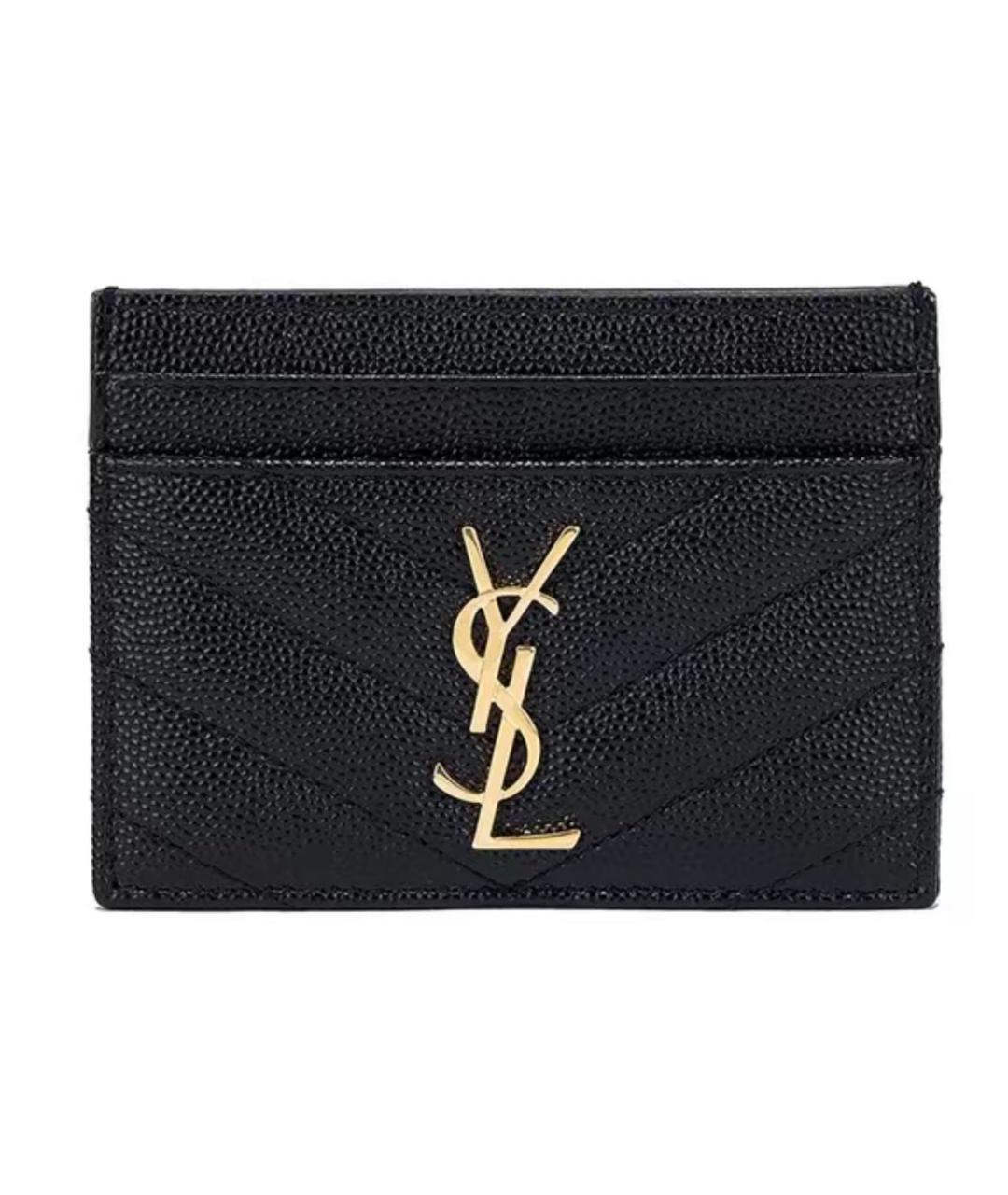 SAINT LAURENT Черный кожаный кардхолдер, фото 5