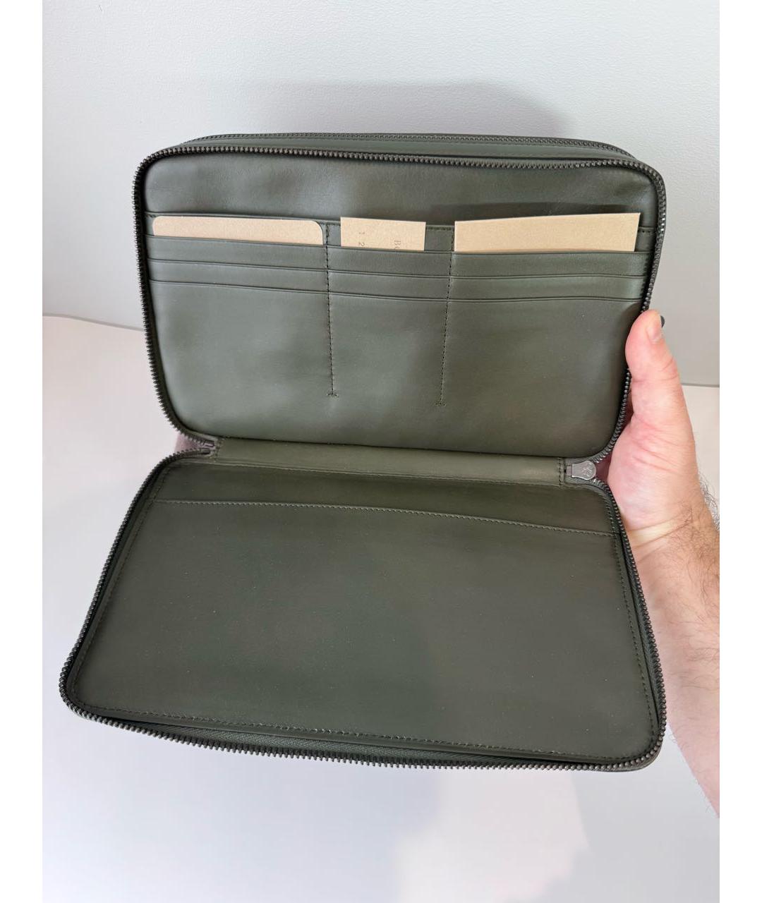 BOTTEGA VENETA Хаки кожаная барсетка, фото 7