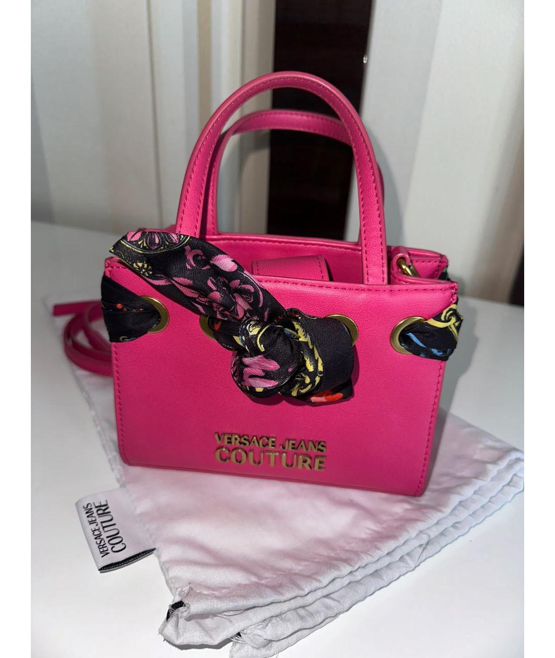 VERSACE JEANS COUTURE Розовая сумка с короткими ручками из искусственной кожи, фото 4