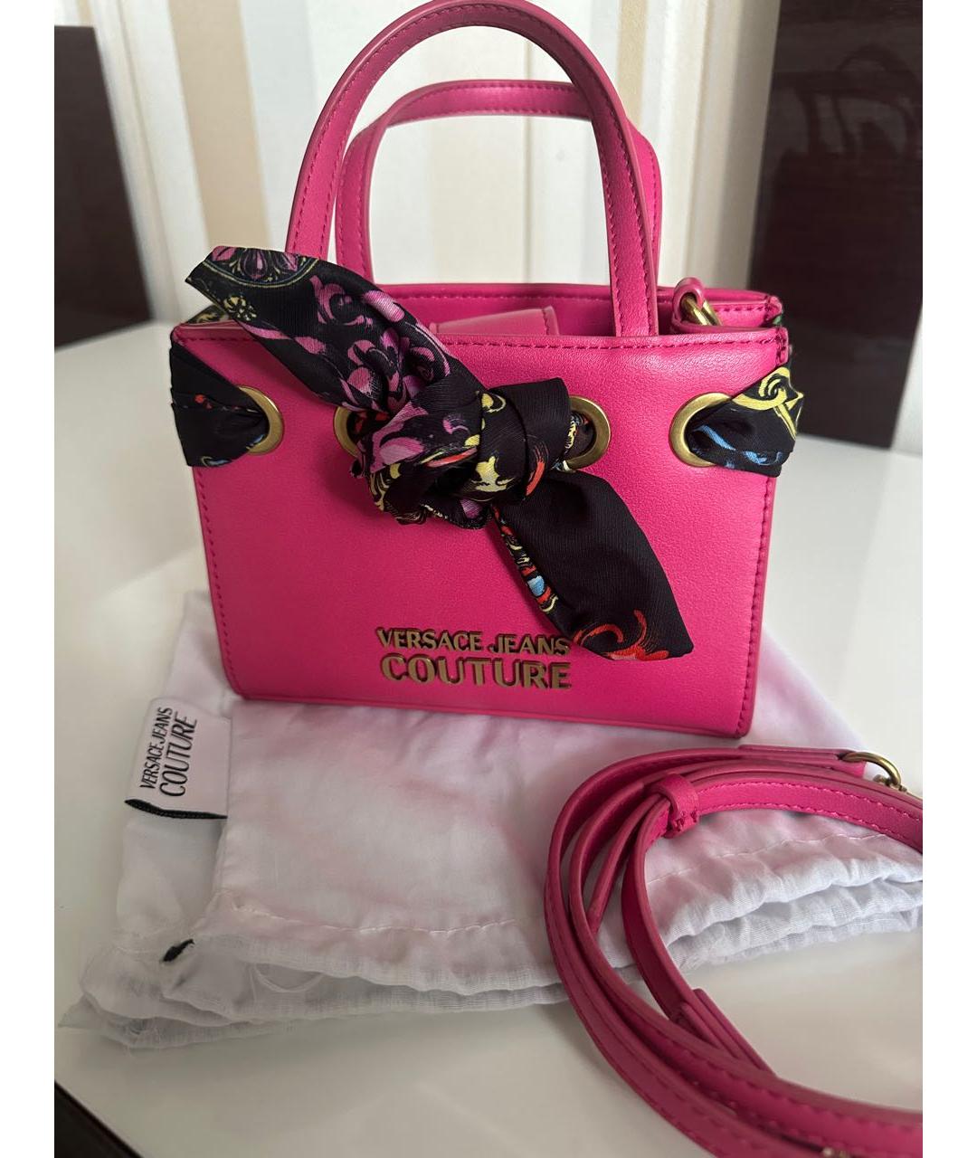 VERSACE JEANS COUTURE Розовая сумка с короткими ручками из искусственной кожи, фото 8