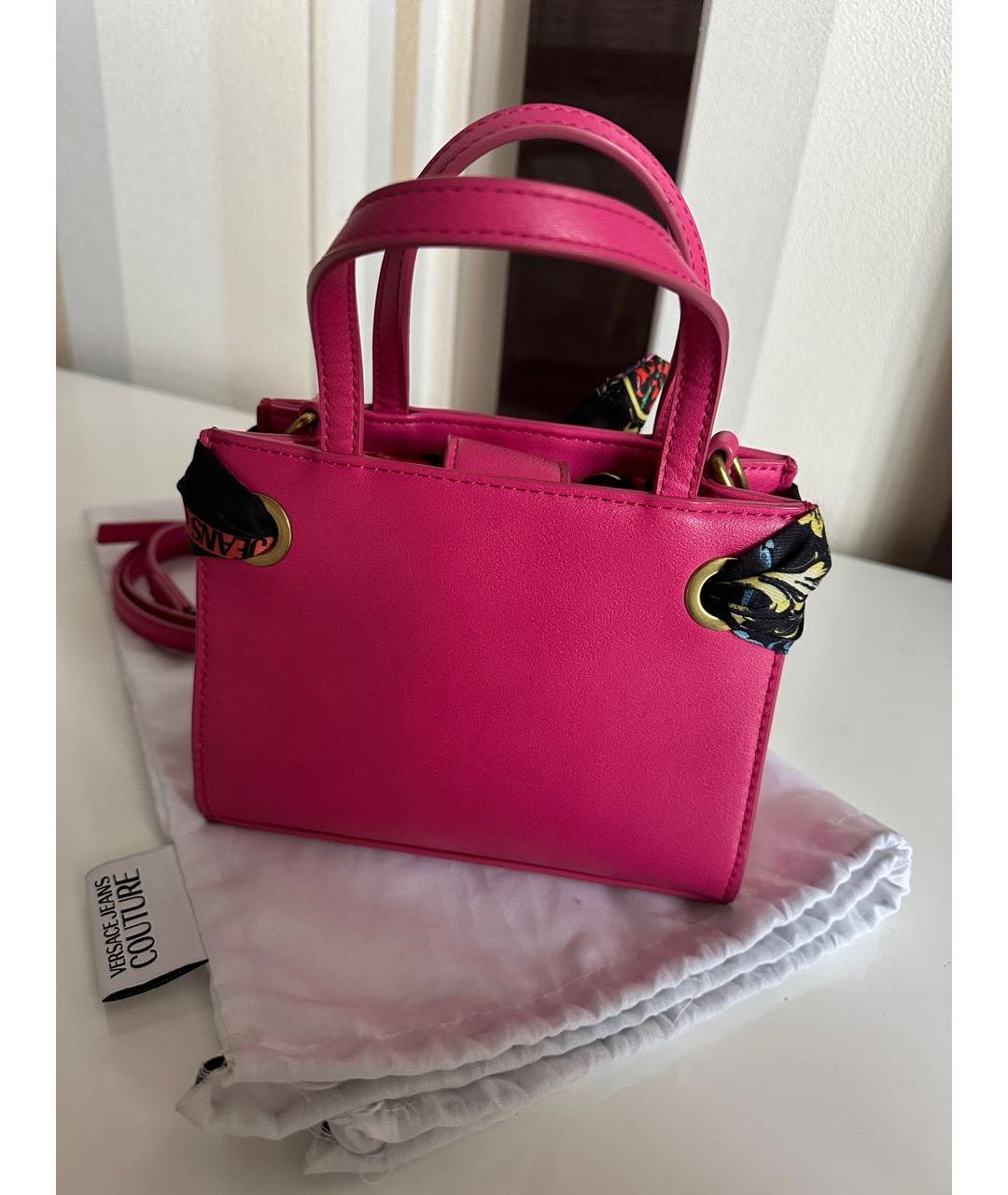 VERSACE JEANS COUTURE Розовая сумка с короткими ручками из искусственной кожи, фото 5