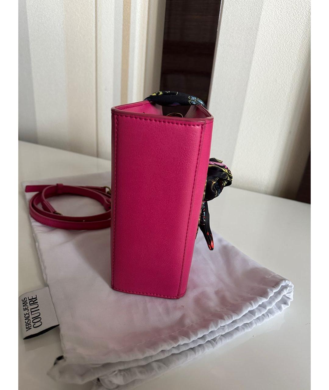 VERSACE JEANS COUTURE Розовая сумка с короткими ручками из искусственной кожи, фото 7