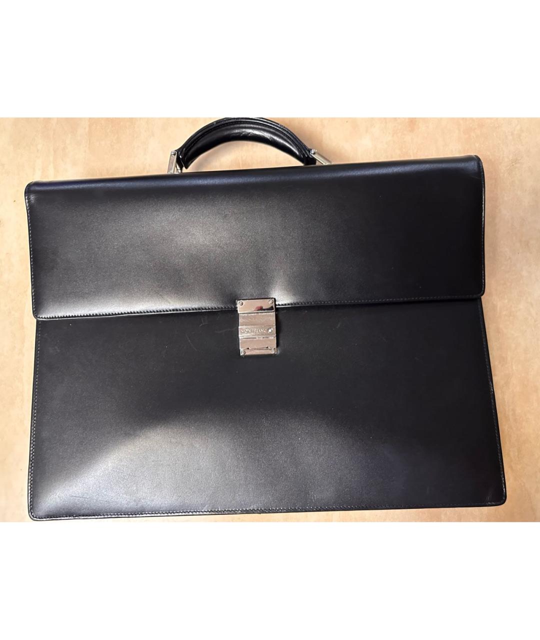 MONTBLANC Черный кожаный портфель, фото 2