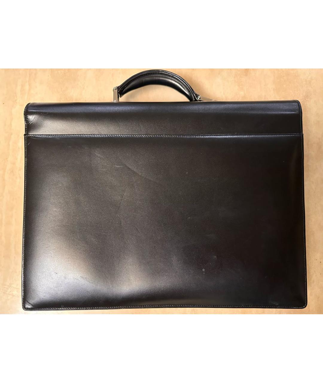 MONTBLANC Черный кожаный портфель, фото 3