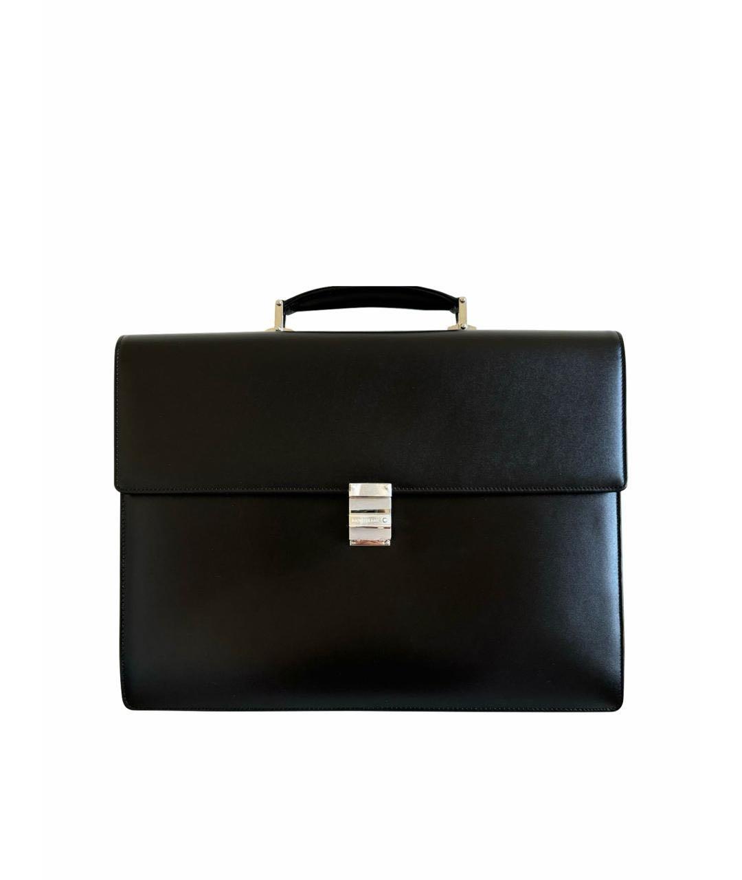 MONTBLANC Черный кожаный портфель, фото 1
