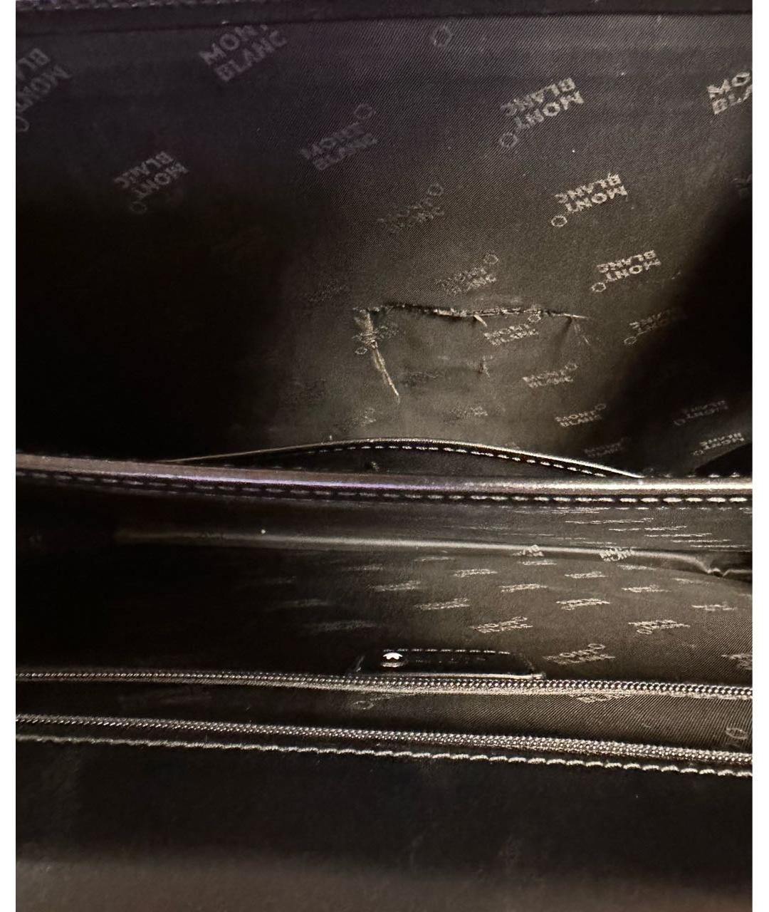 MONTBLANC Черный кожаный портфель, фото 5