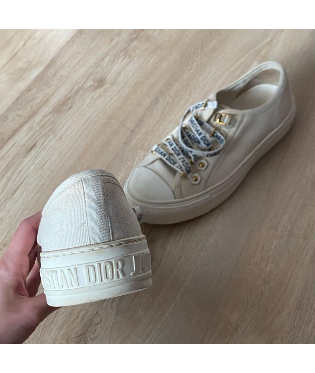 CHRISTIAN DIOR Бежевые текстильные кеды, фото 4