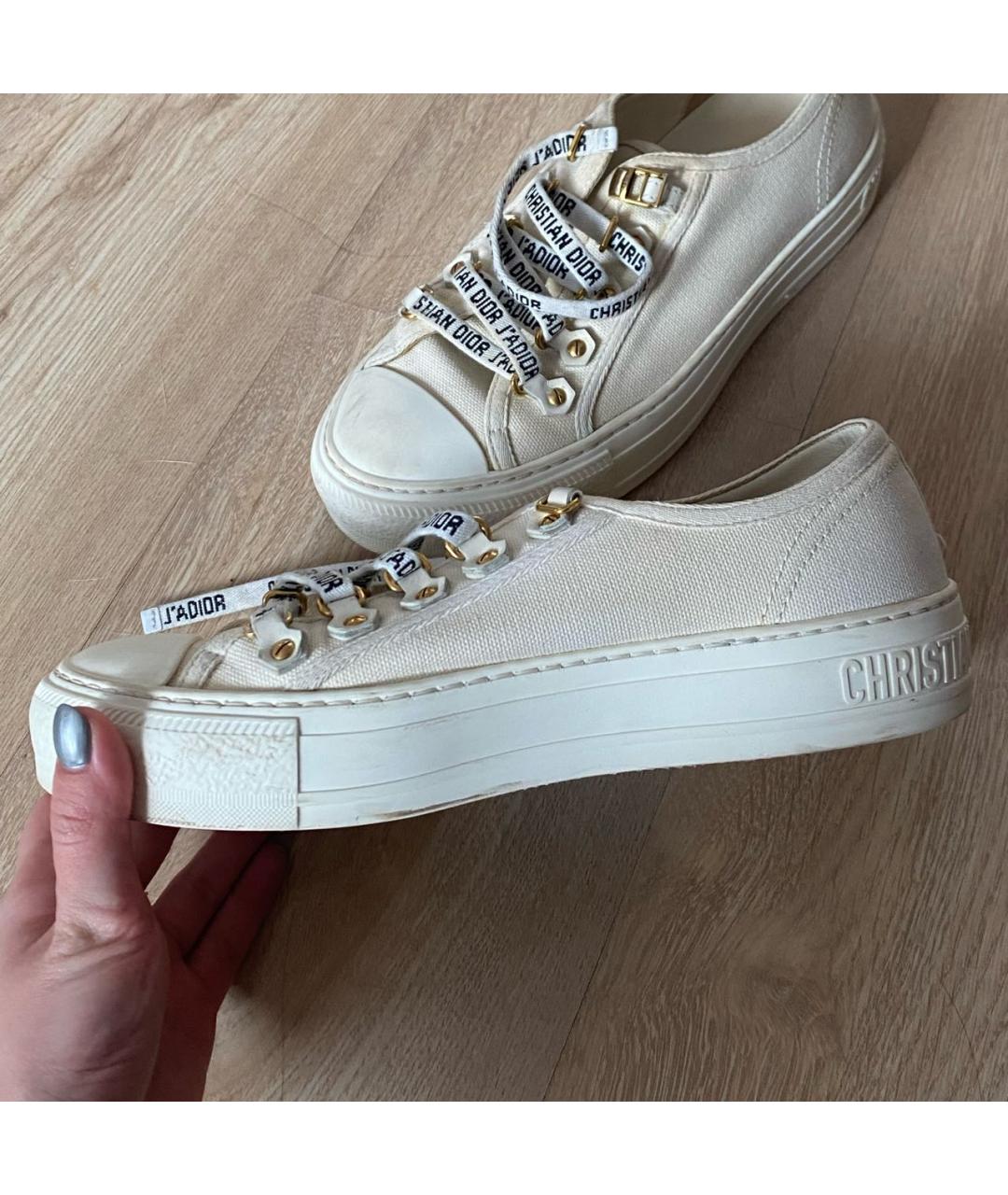 CHRISTIAN DIOR Бежевые текстильные кеды, фото 5
