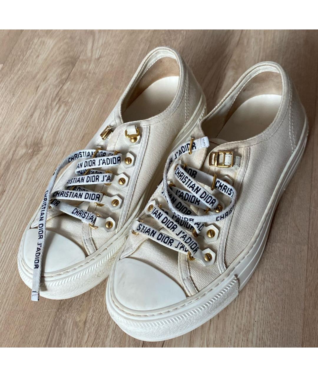 CHRISTIAN DIOR Бежевые текстильные кеды, фото 2