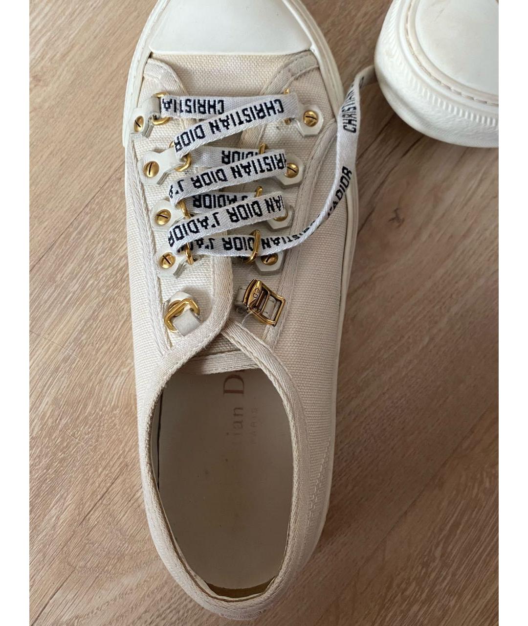 CHRISTIAN DIOR Бежевые текстильные кеды, фото 3