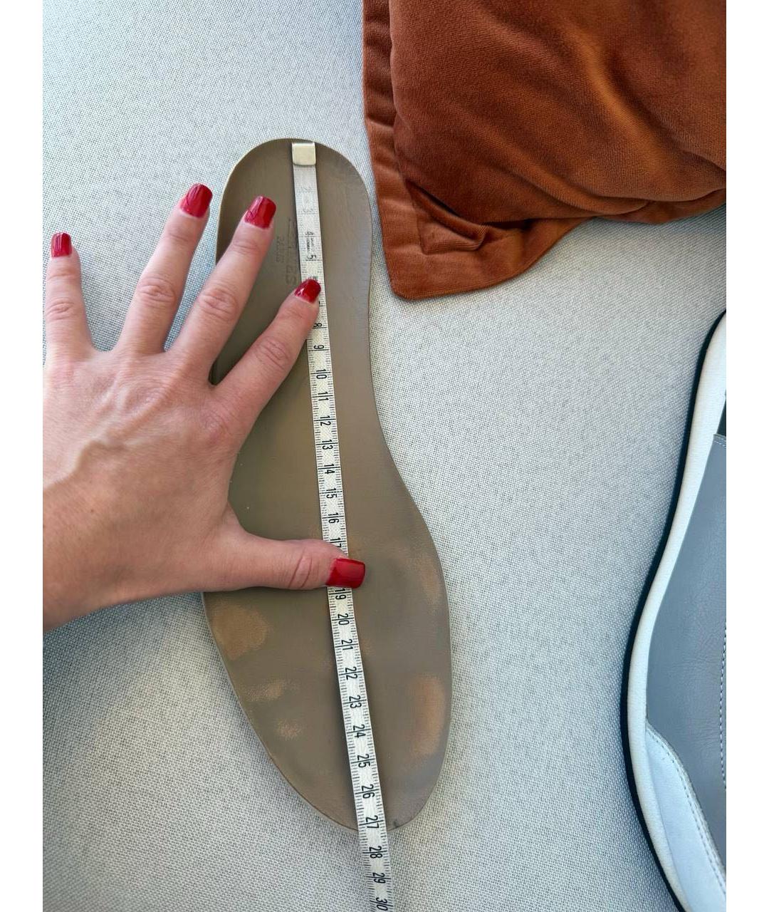 HERMES Серые кожаные низкие кроссовки / кеды, фото 6