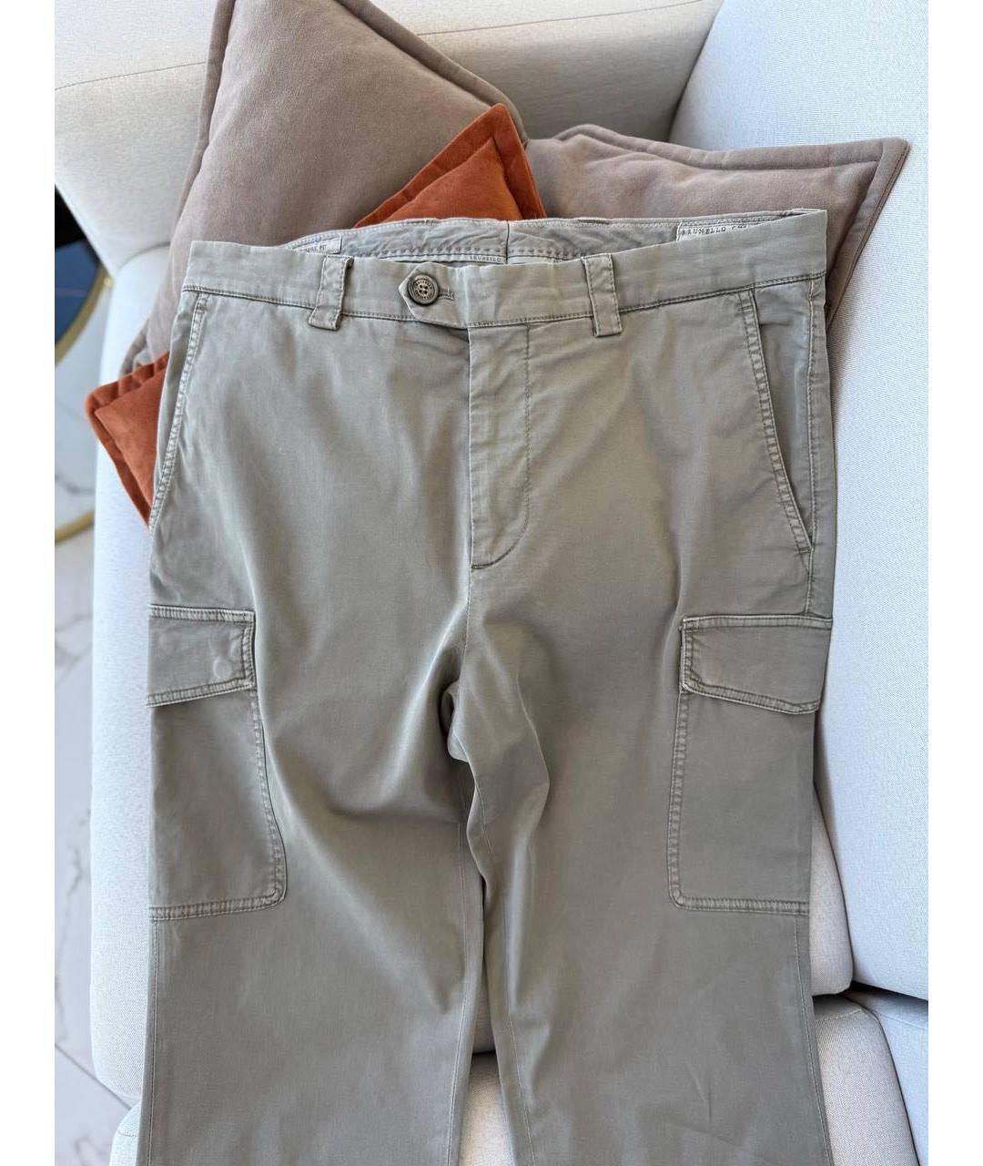 BRUNELLO CUCINELLI Бежевые хлопковые повседневные брюки, фото 5