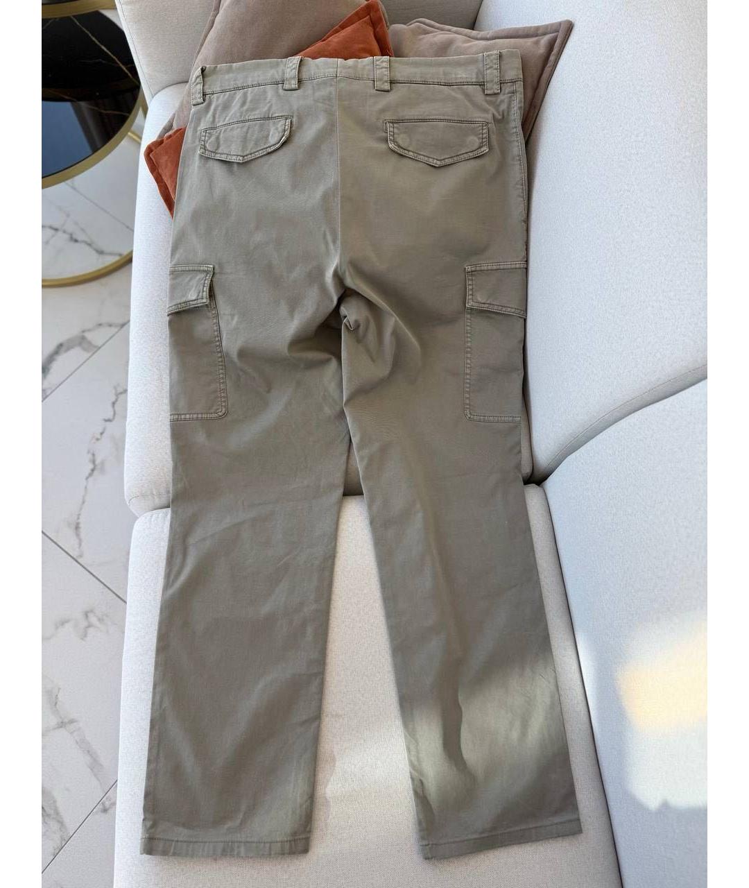 BRUNELLO CUCINELLI Бежевые хлопковые повседневные брюки, фото 2