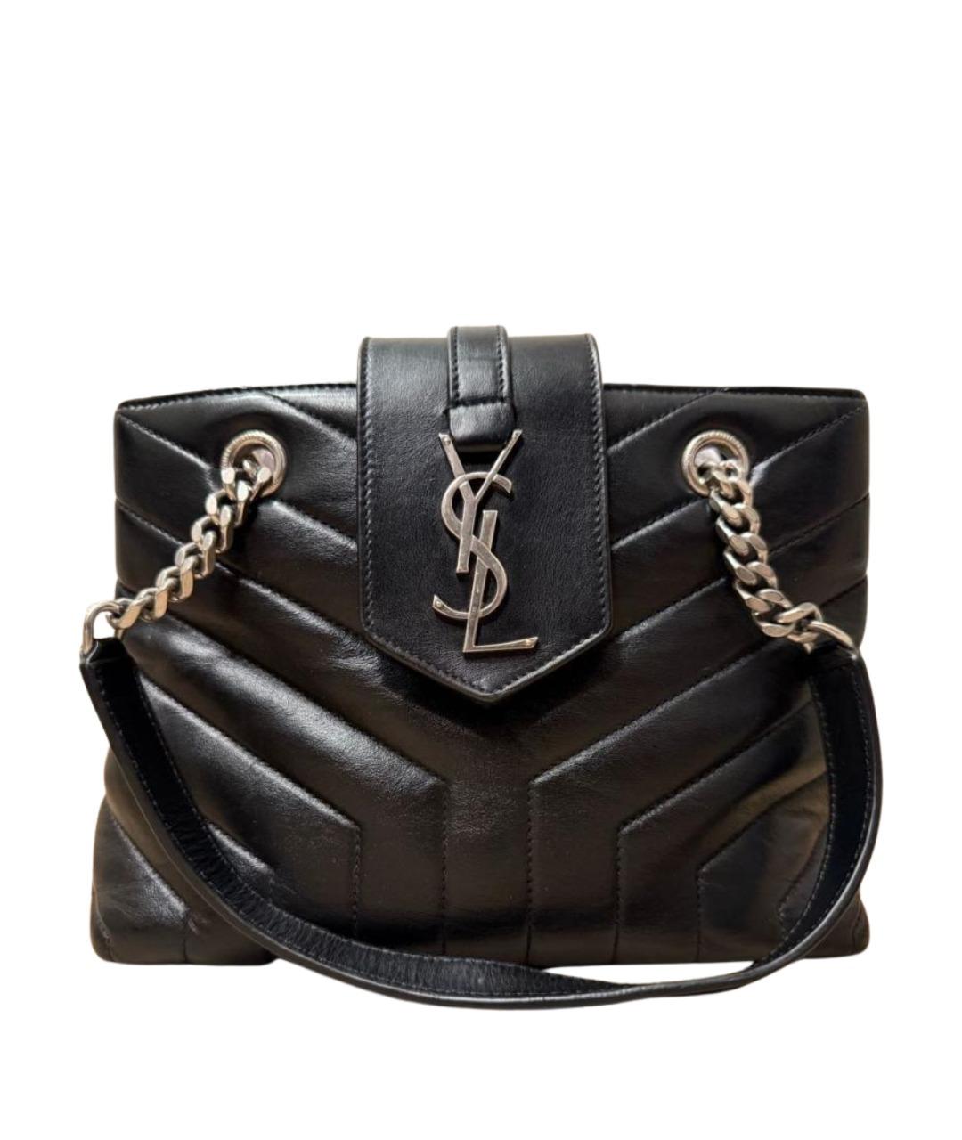 SAINT LAURENT Черная кожаная сумка с короткими ручками, фото 1
