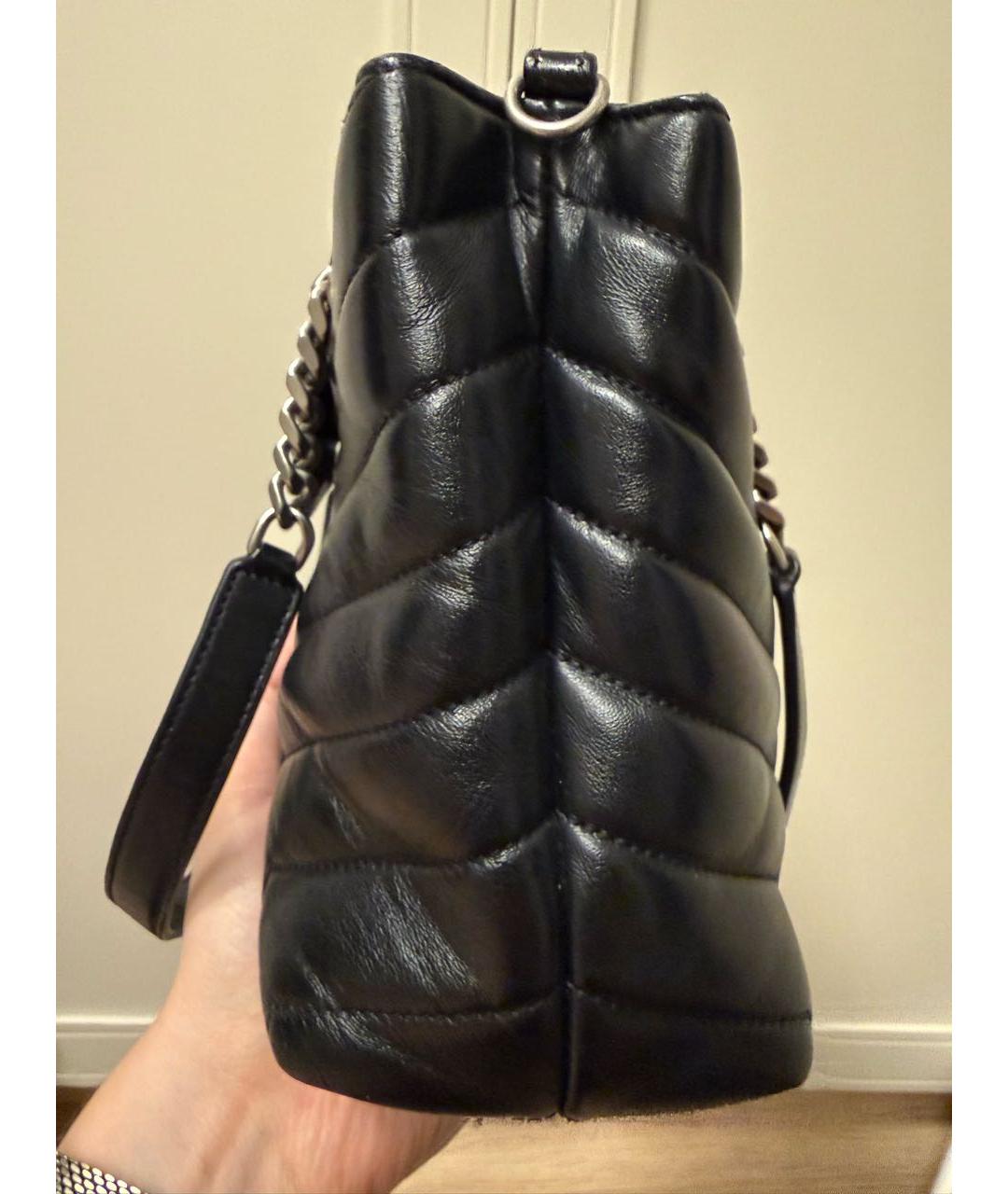 SAINT LAURENT Черная кожаная сумка с короткими ручками, фото 6