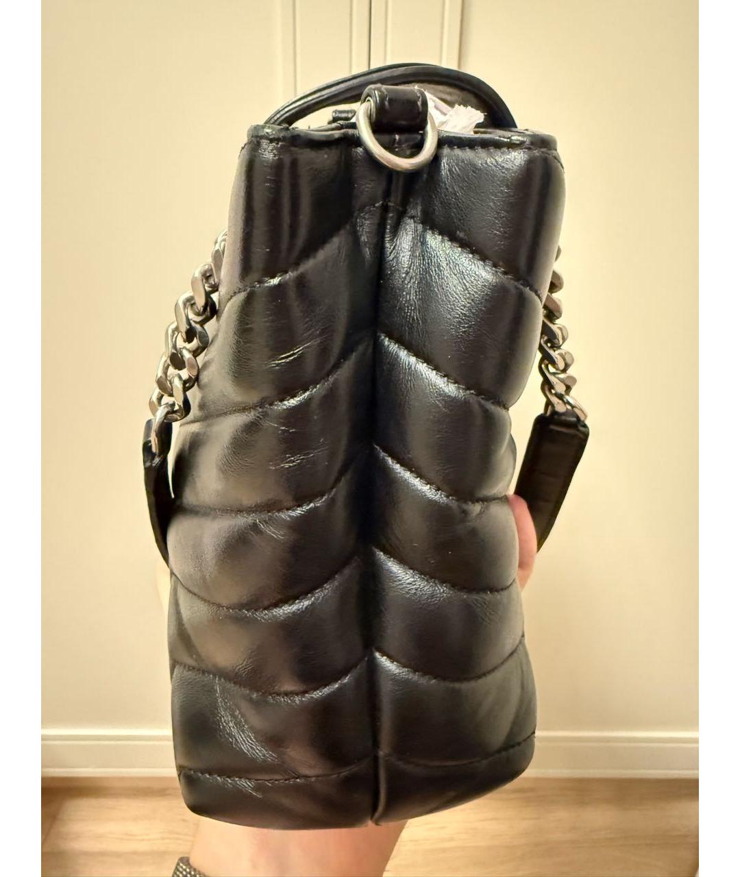 SAINT LAURENT Черная кожаная сумка с короткими ручками, фото 5