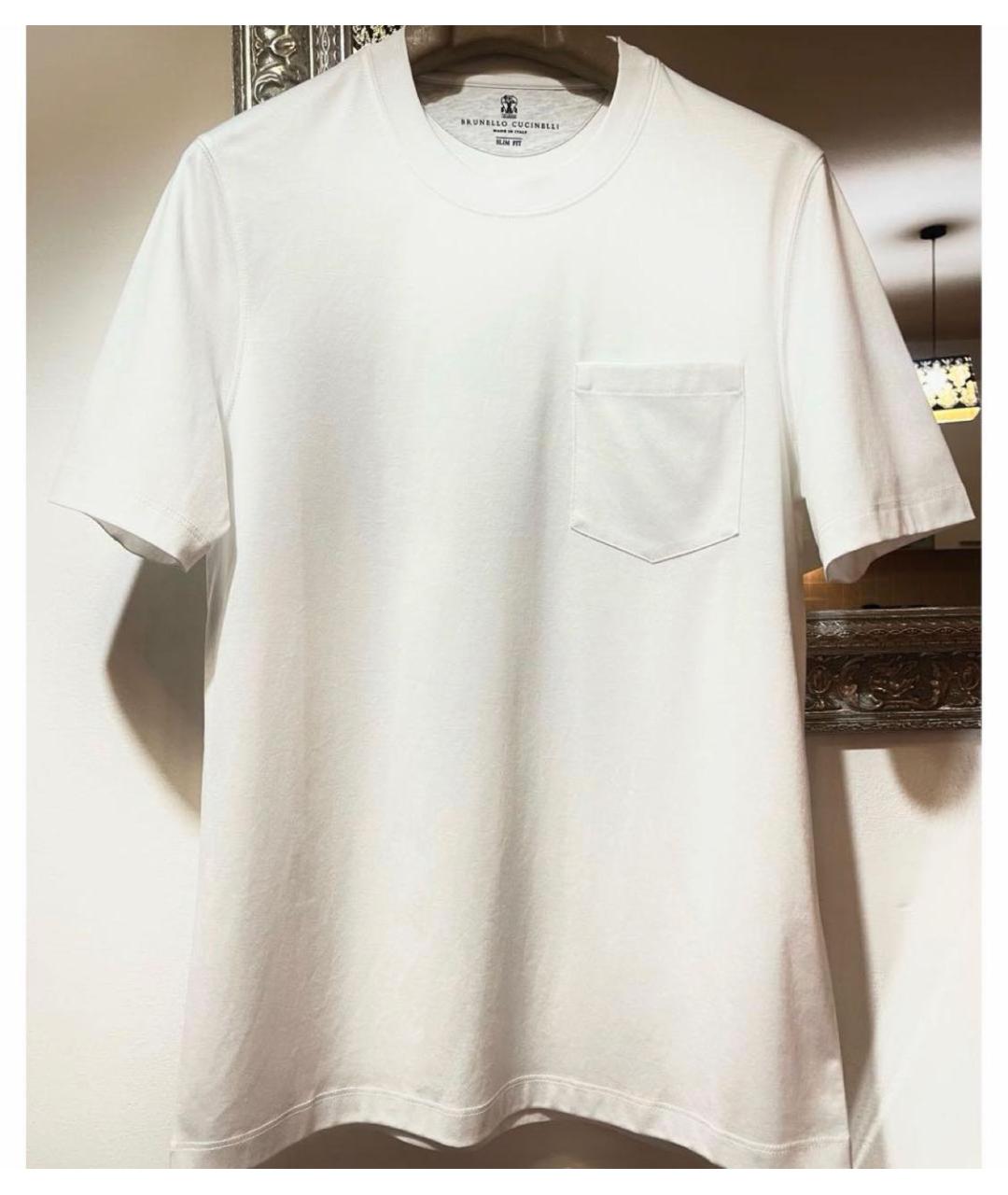 BRUNELLO CUCINELLI Белая хлопковая футболка, фото 5
