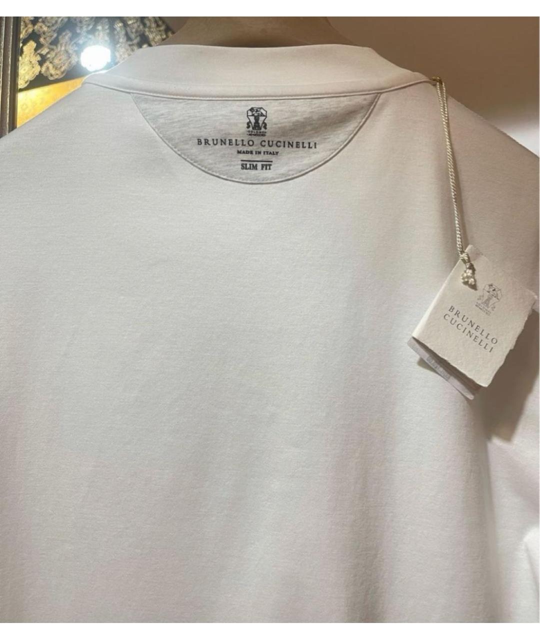BRUNELLO CUCINELLI Белая хлопковая футболка, фото 3