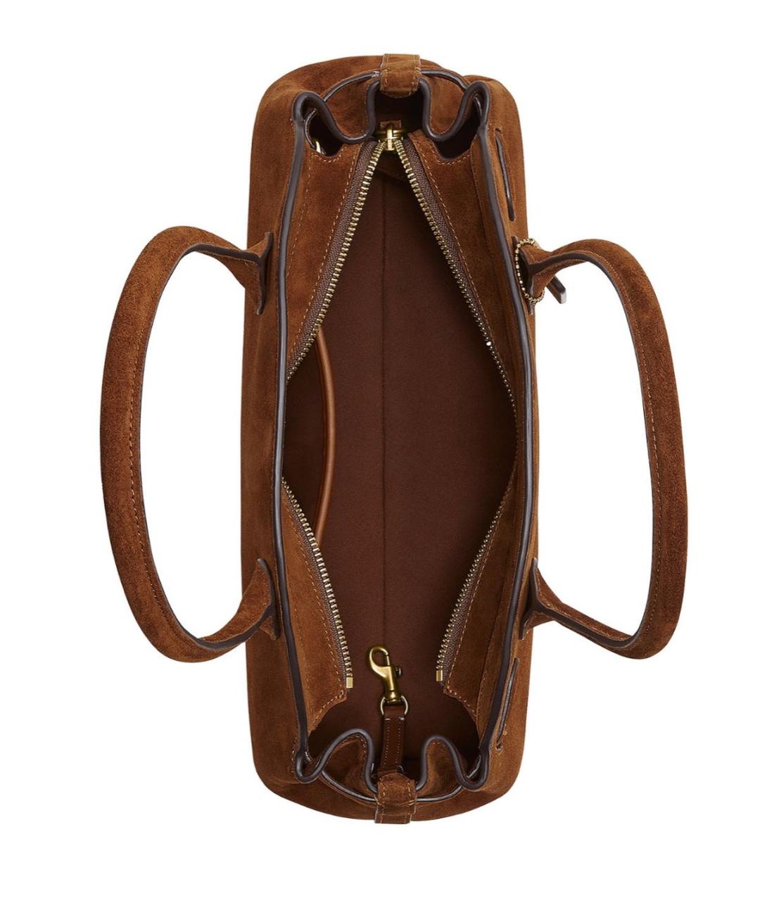 COACH Коричневая замшевая сумка с короткими ручками, фото 7