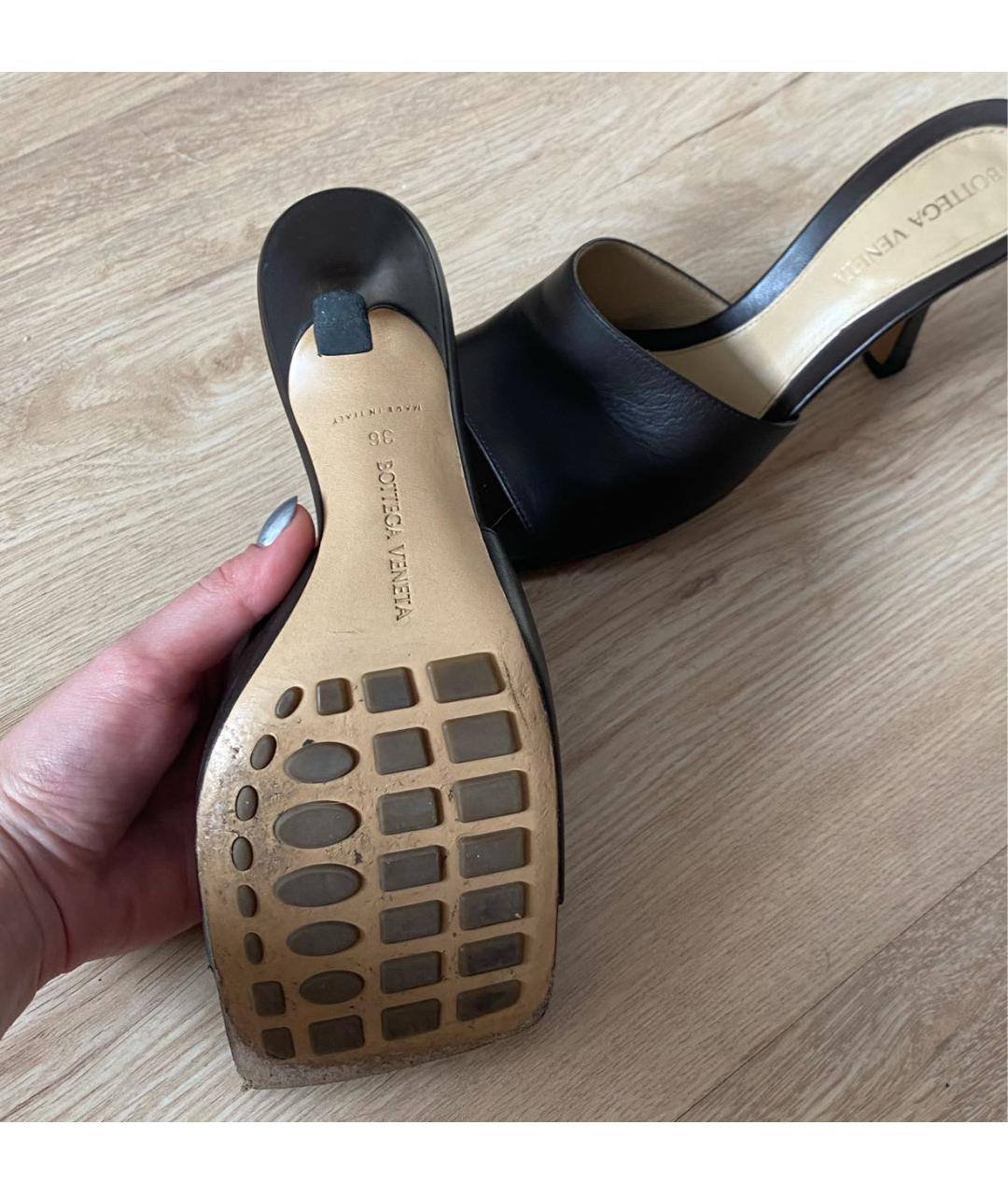 BOTTEGA VENETA Коричневые кожаные мюли, фото 4