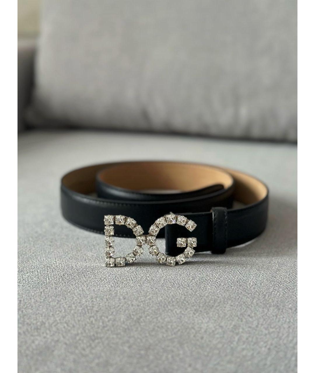 DOLCE&GABBANA Черный кожаный ремень, фото 3