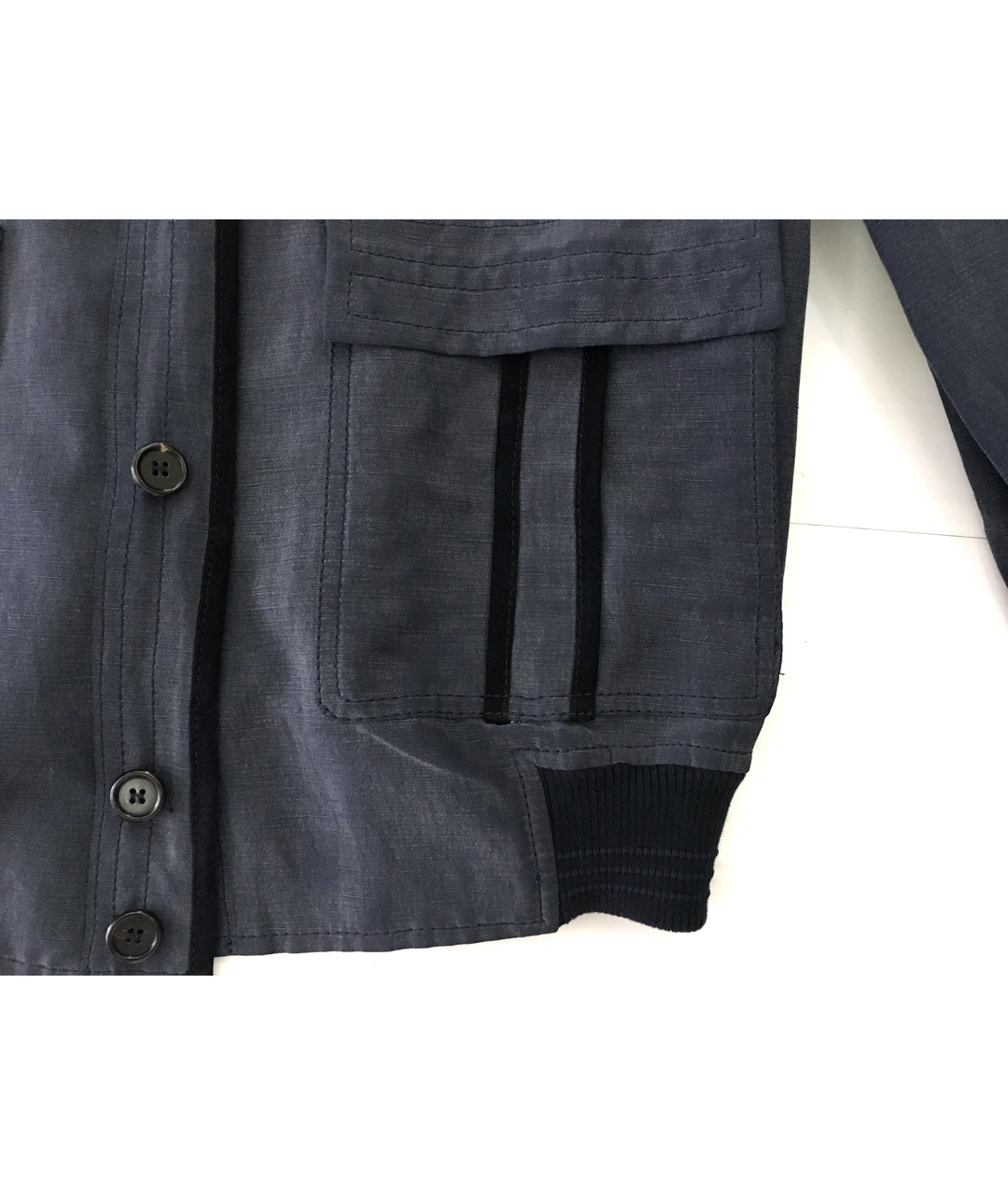 BILANCIONI Темно-синяя льняная куртка, фото 5