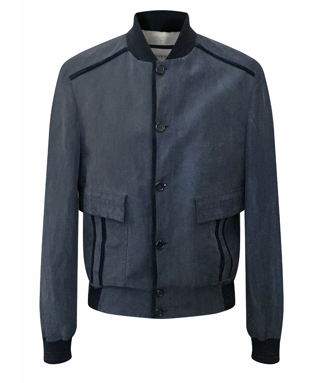 BILANCIONI Темно-синяя льняная куртка, фото 1