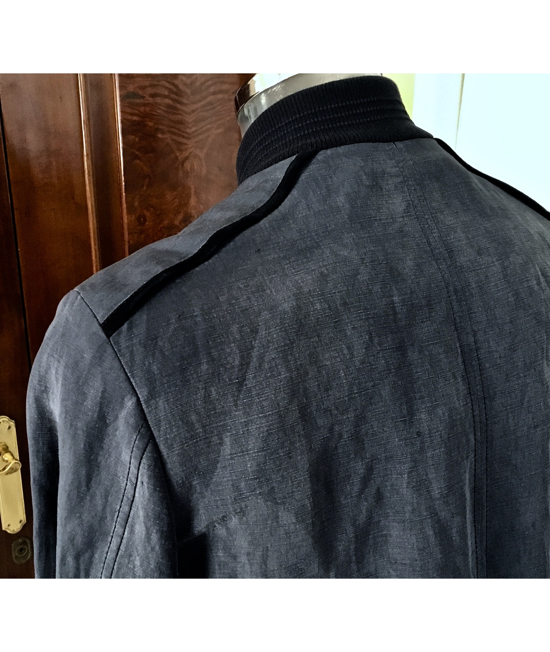 BILANCIONI Темно-синяя льняная куртка, фото 4