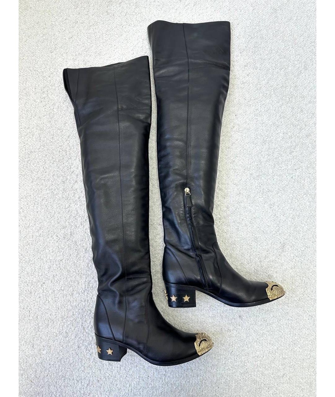 CHANEL Черные кожаные ботфорты, фото 9