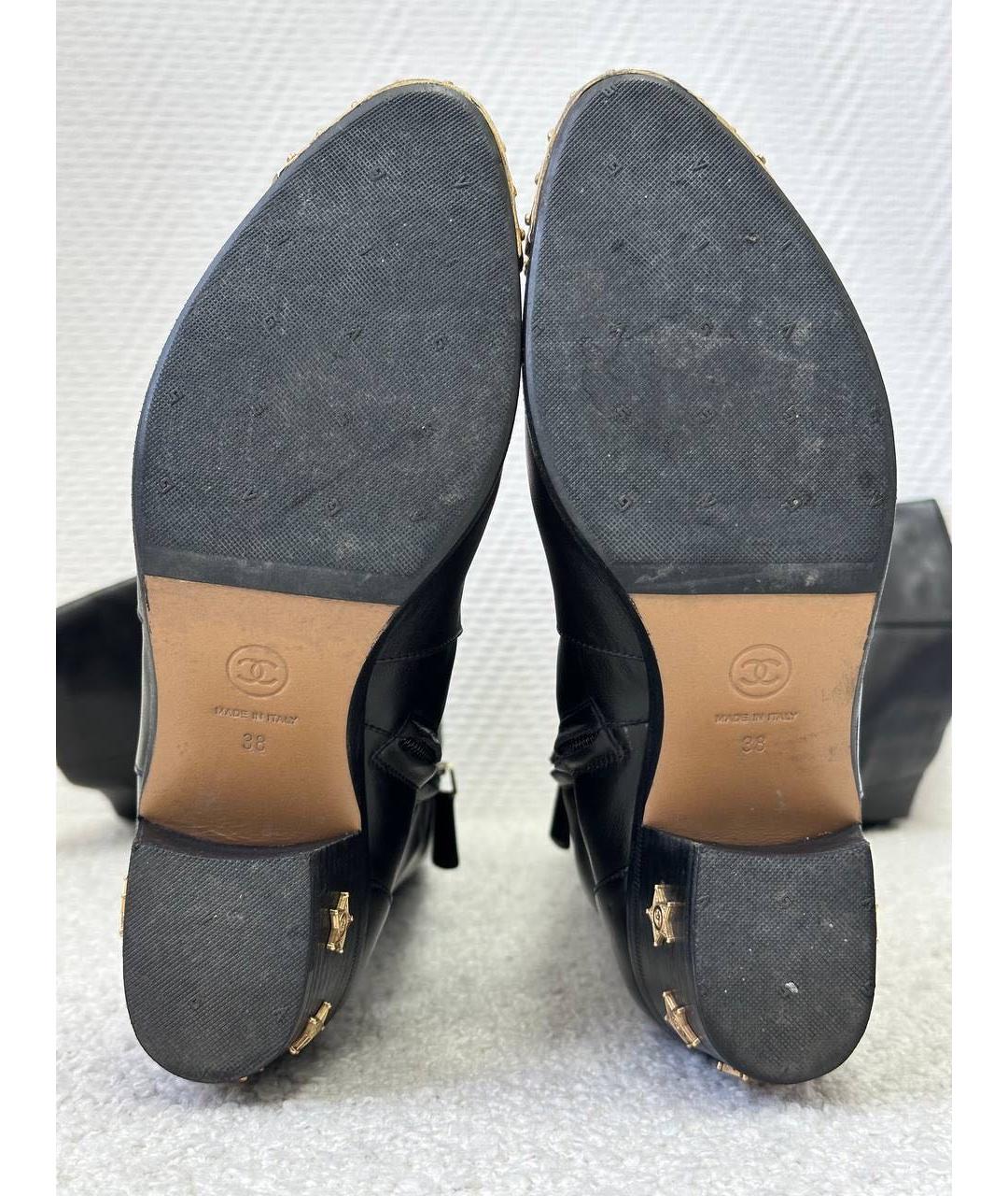 CHANEL Черные кожаные ботфорты, фото 5