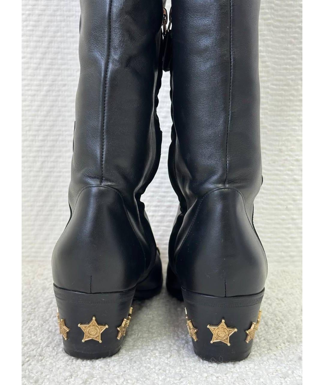 CHANEL Черные кожаные ботфорты, фото 3