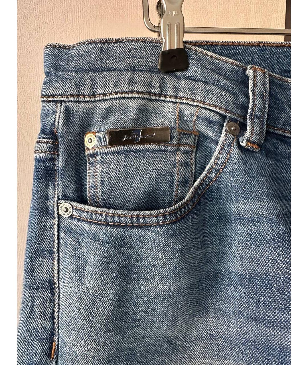 7 FOR ALL MANKIND Синие хлопко-эластановые прямые джинсы, фото 3