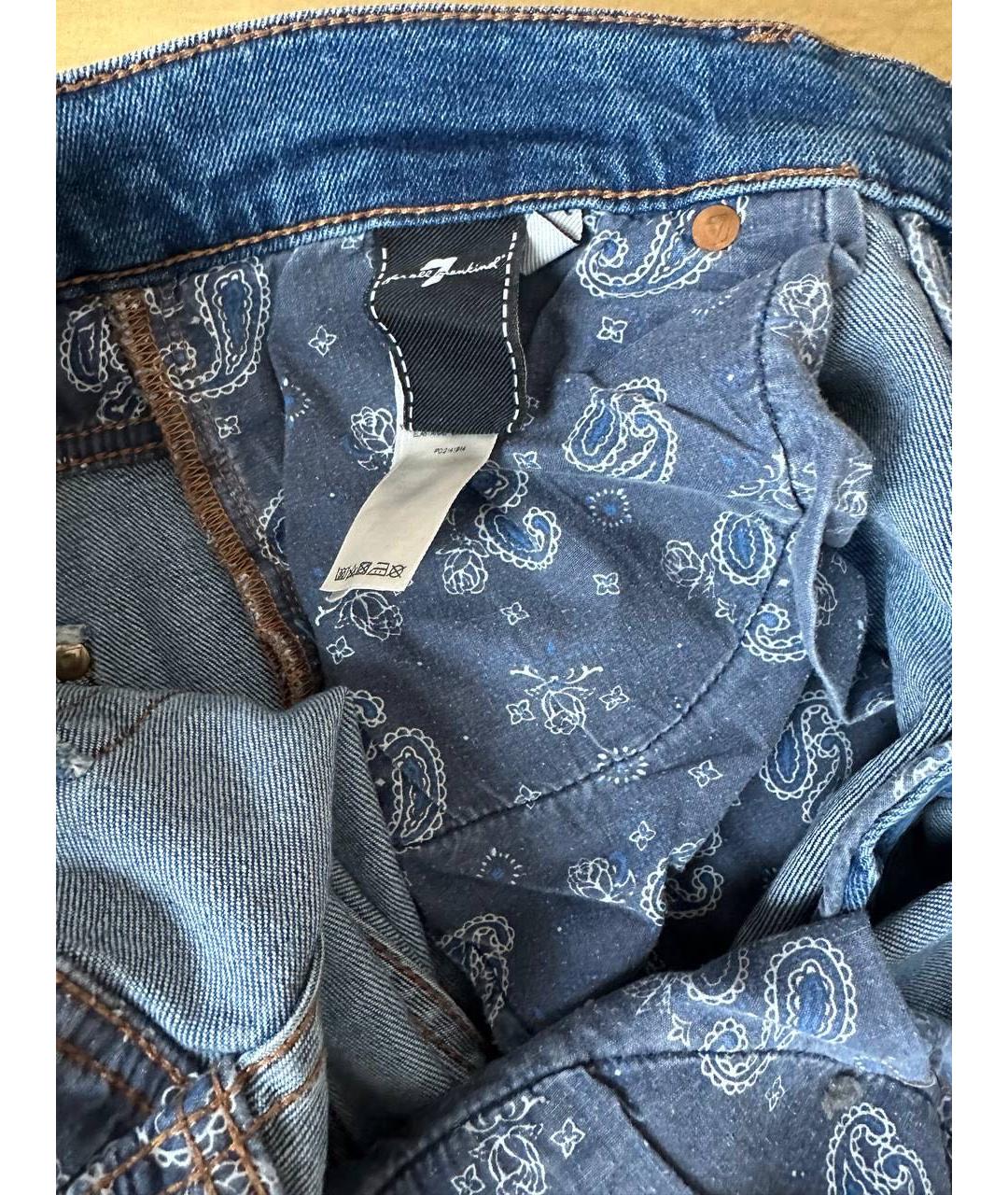 7 FOR ALL MANKIND Синие хлопко-эластановые прямые джинсы, фото 4