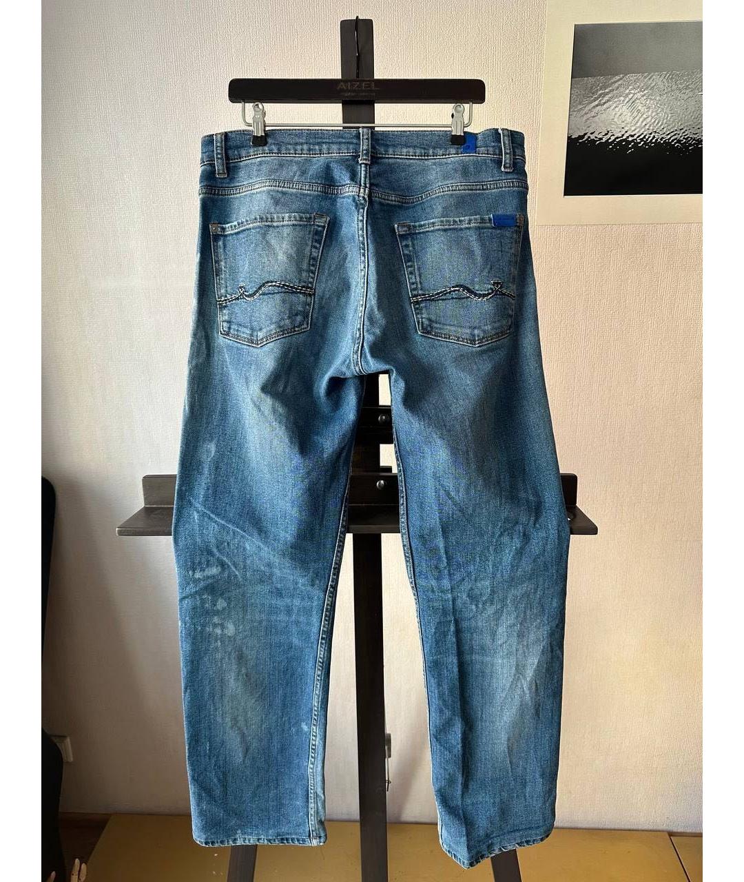 7 FOR ALL MANKIND Синие хлопко-эластановые прямые джинсы, фото 2