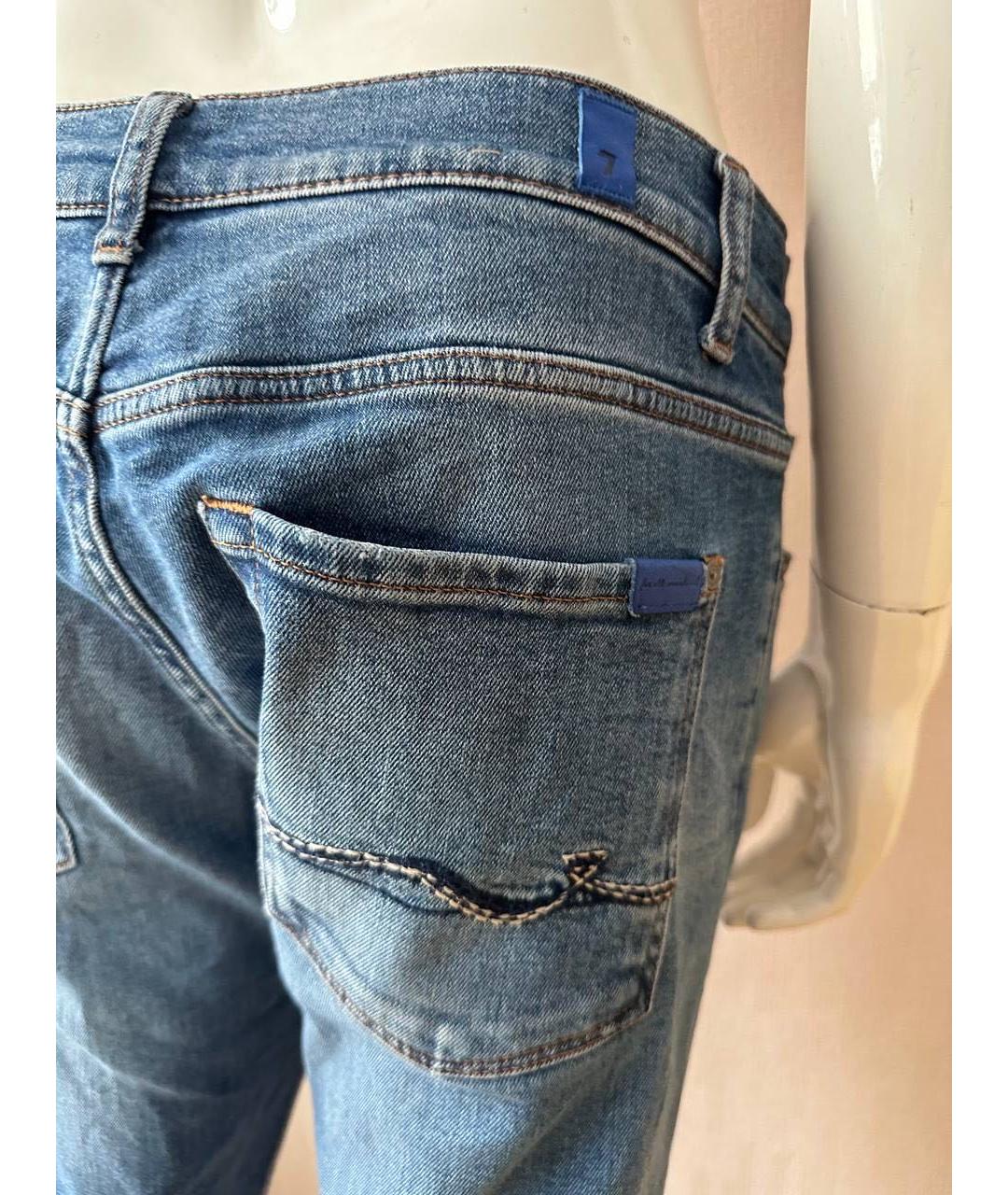 7 FOR ALL MANKIND Синие хлопко-эластановые прямые джинсы, фото 6