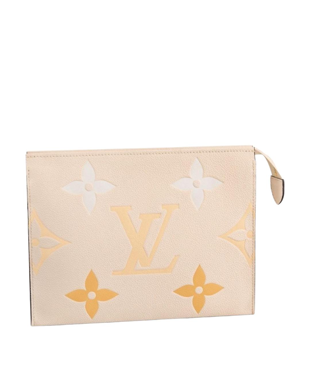 LOUIS VUITTON Бежевая кожаная косметичка, фото 1