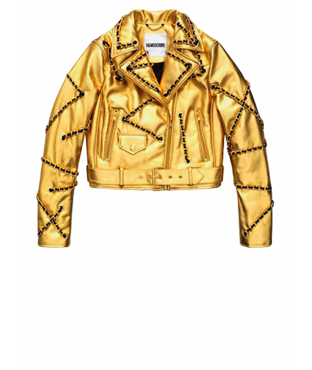 MOSCHINO Золотая кожаная куртка, фото 1