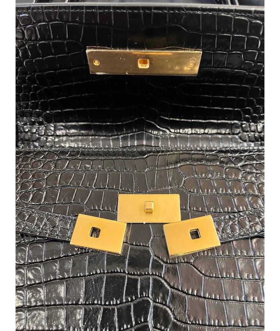 SAINT LAURENT Черная кожаная сумка с короткими ручками, фото 6