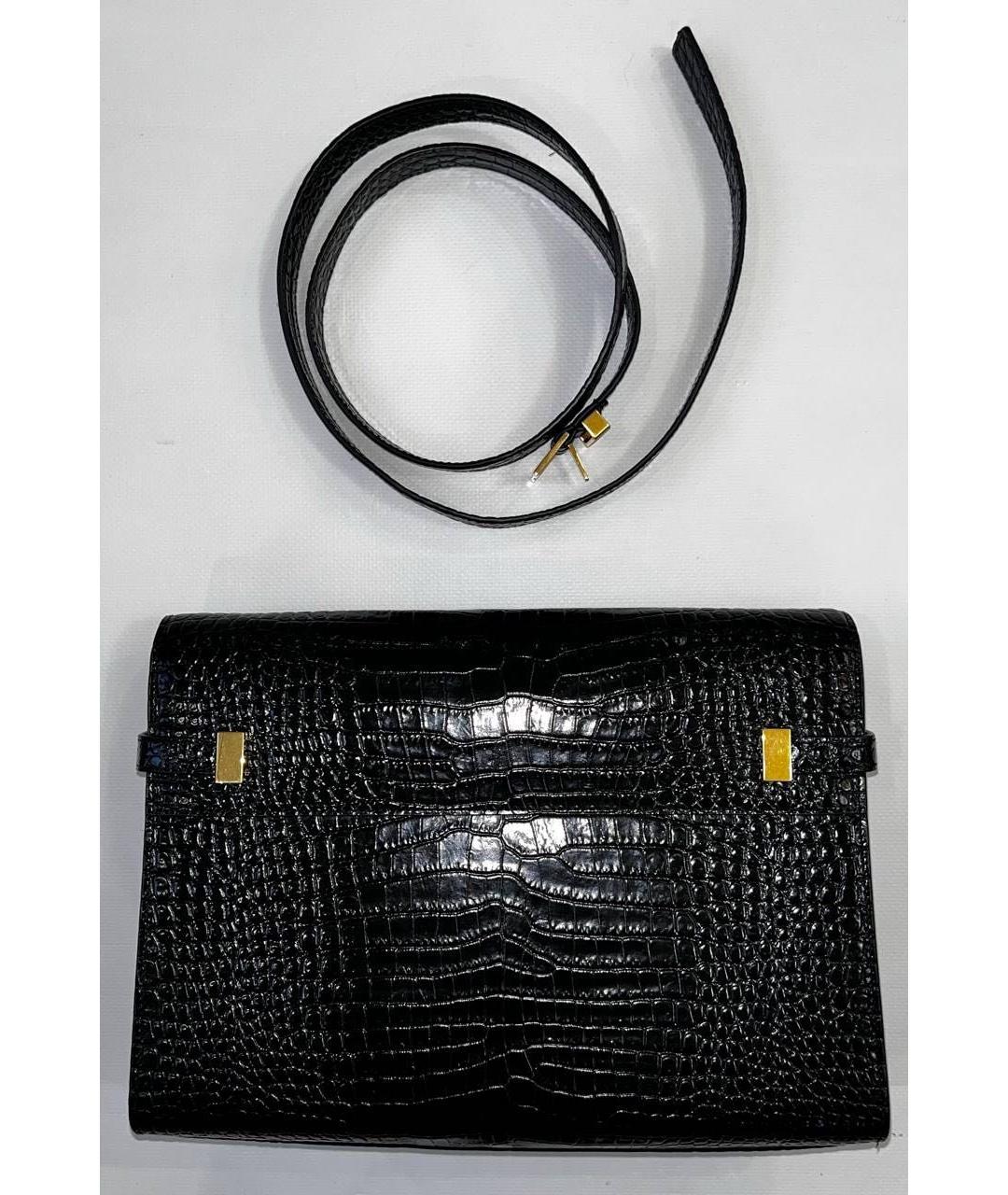 SAINT LAURENT Черная кожаная сумка с короткими ручками, фото 2