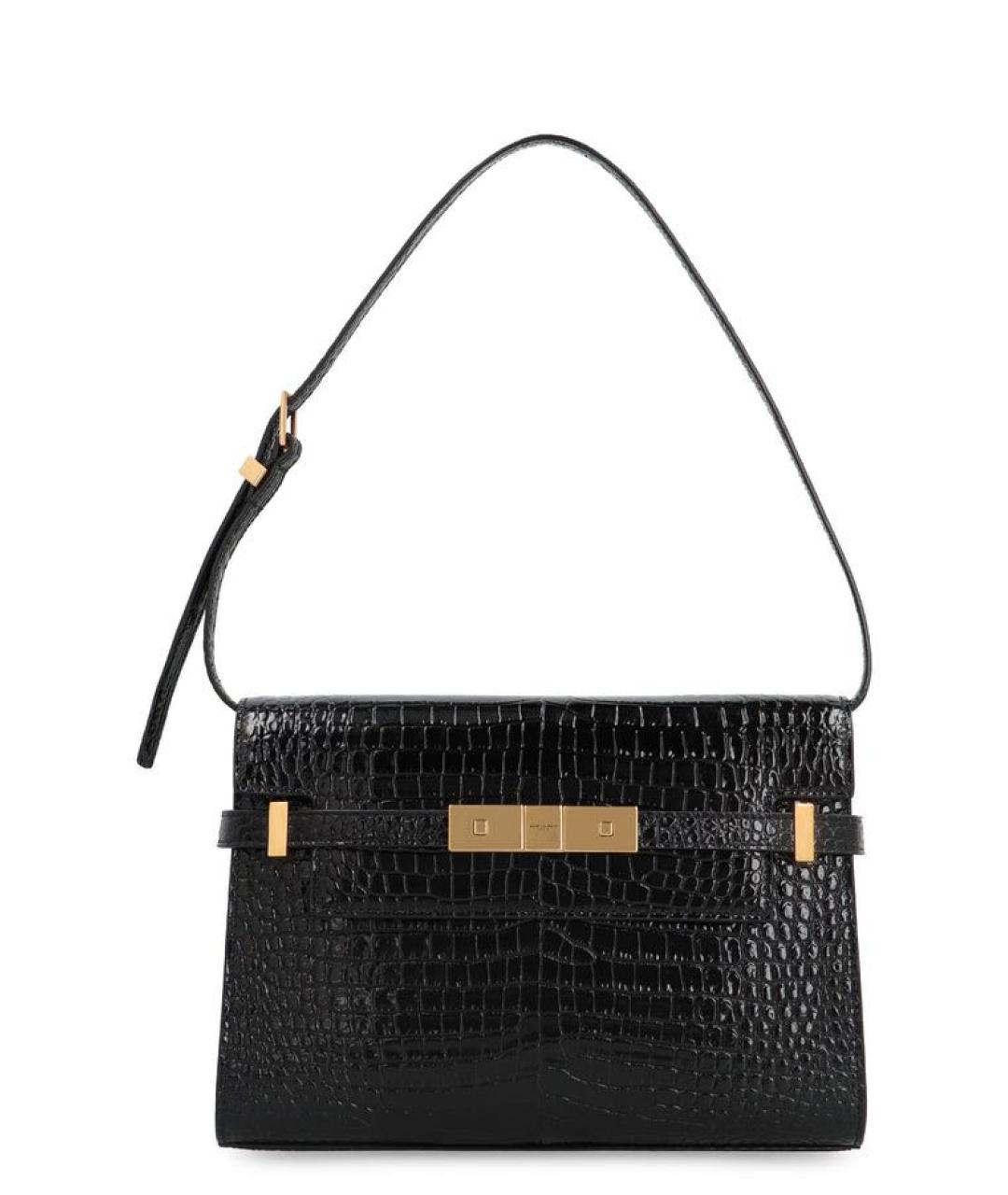 SAINT LAURENT Черная кожаная сумка с короткими ручками, фото 1