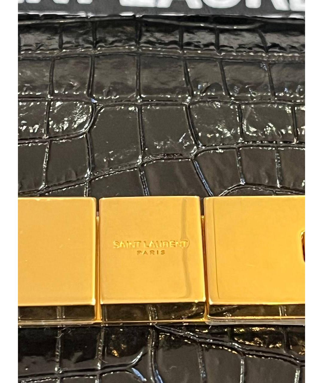 SAINT LAURENT Черная кожаная сумка с короткими ручками, фото 4