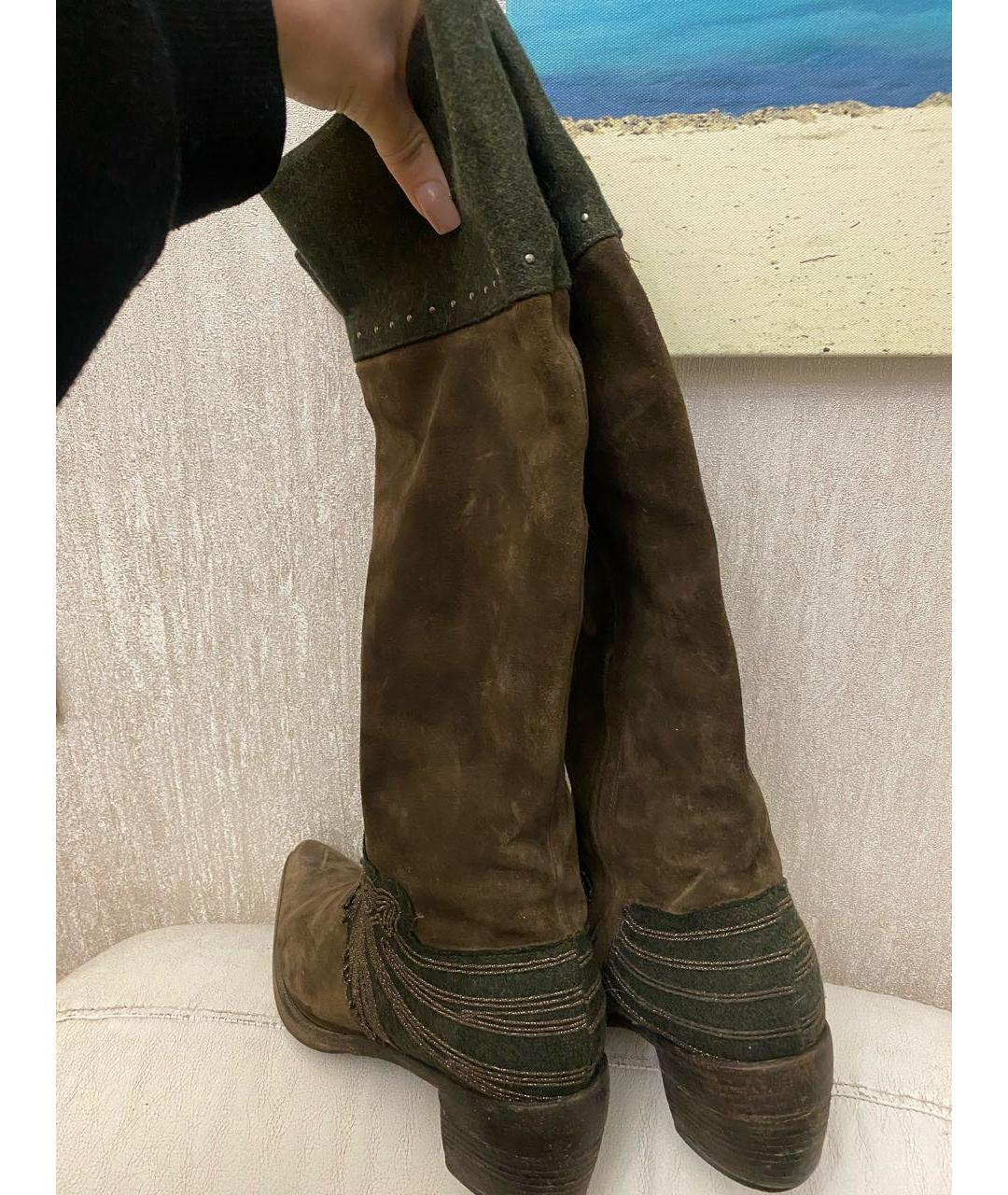 ERMANNO SCERVINO Коричневые замшевые сапоги, фото 3